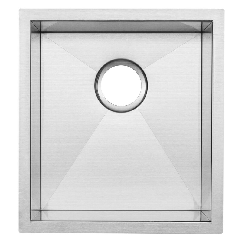 Pacific Series 17.5'' L Undermount Single Bowl Stainless Steel Kitchen Sink 